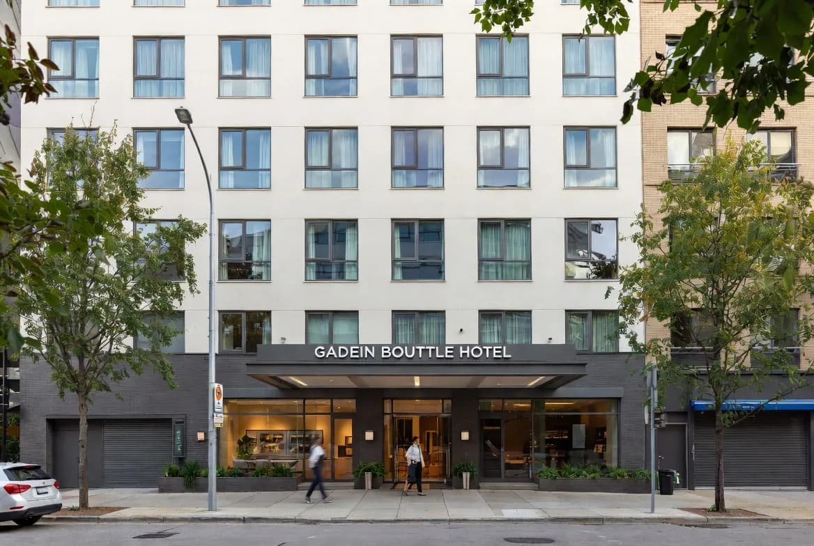Façade of a boutique hotel in the city