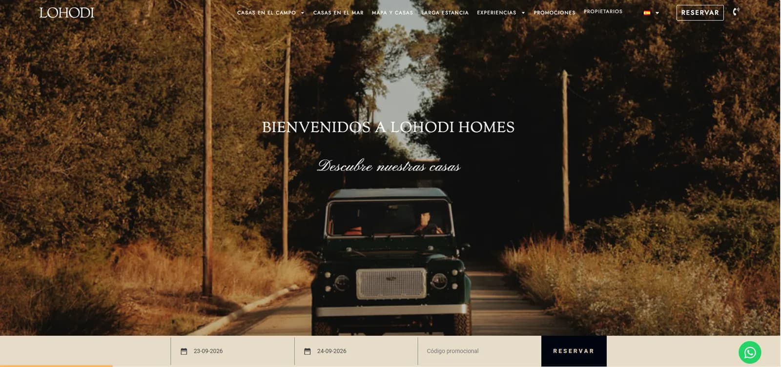 Homepage of the Lohodi Homes website, charming holiday homes in L'Empordà, designed by Avirato
