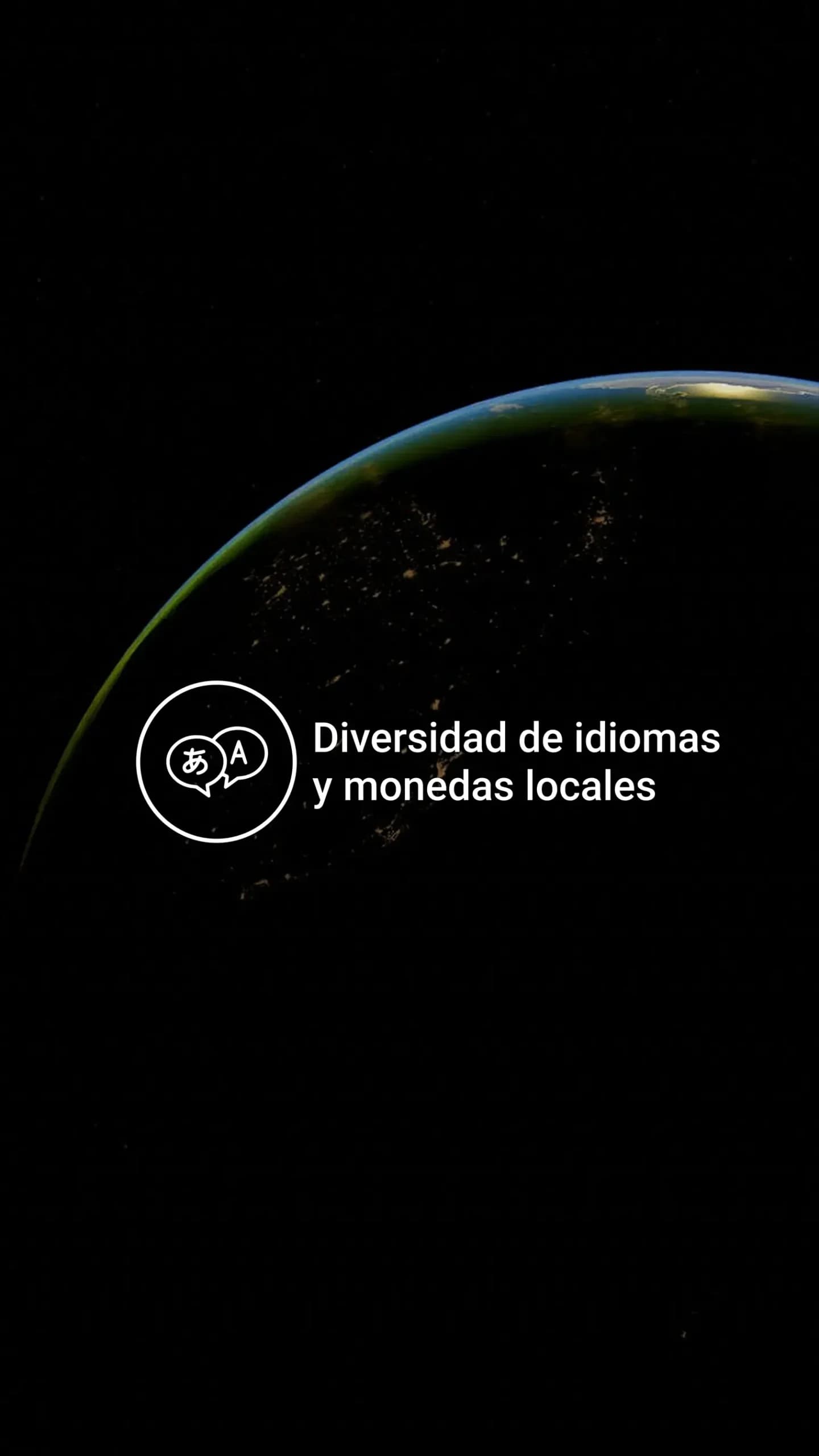 Avirato booking engine in several languages and local currencies, the Earth at night with a translation icon
