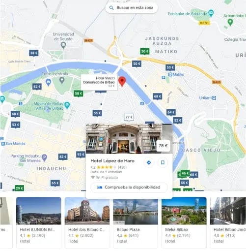 Google Hotel Ads map