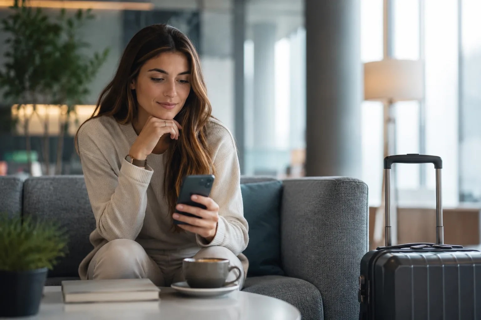 Hotel manager reviewing the content Aura has prepared each morning