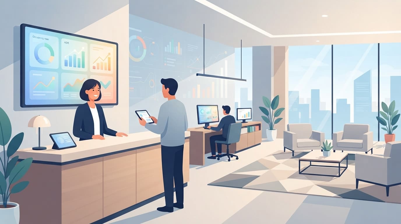 Dashboard de revenue management para hoteles con gráficos de ocupación y tarifas