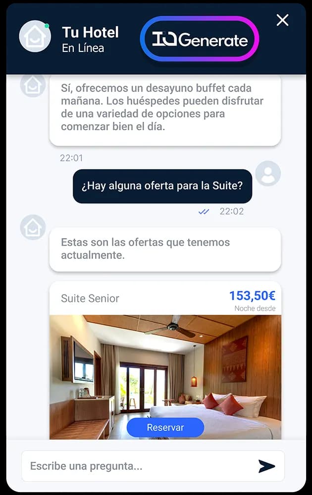 Avirato's AI virtual assistant replying to a guest on their phone